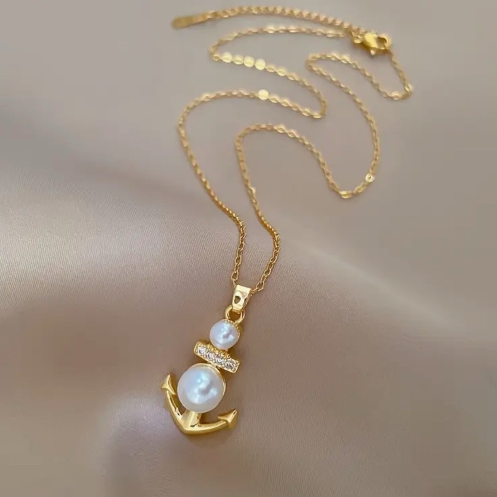 14k Gold Plated Anchor Pendant Necklace